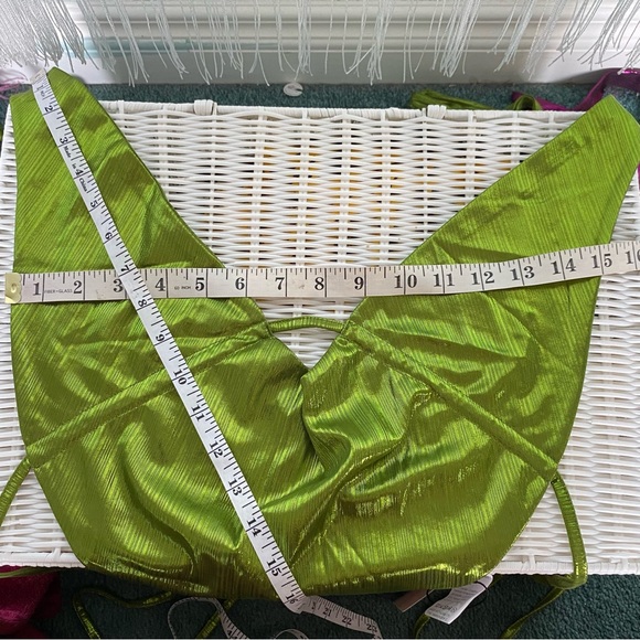 Lime Green Metallic Halter Top NWT Size S - Picture 12 of 12